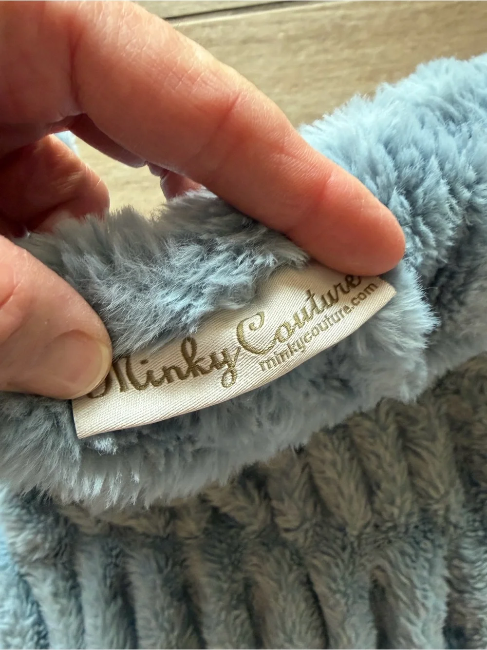 Minky Couture Luxury Designer Blanket adult size Blue Plush 40x64